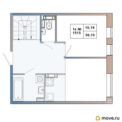 1-комн. квартира, 56.1 м&sup2;