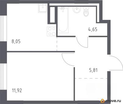 1-комн. квартира, 33.1 м&sup2;