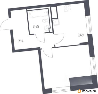 1-комн. квартира, 34.6 м&sup2;