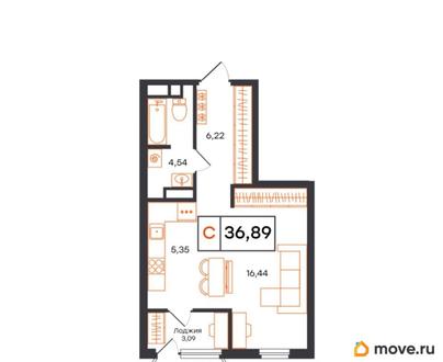 студия, 36.89 м&sup2;