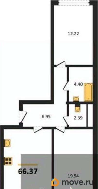 2-комн. квартира, 66.37 м&sup2;