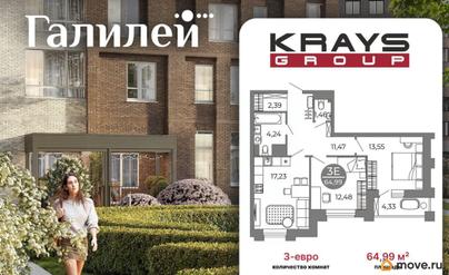 2-комн. квартира, 64.99 м&sup2;