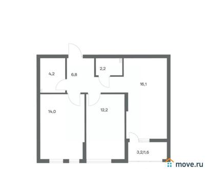2-комн. квартира, 57.1 м&sup2;