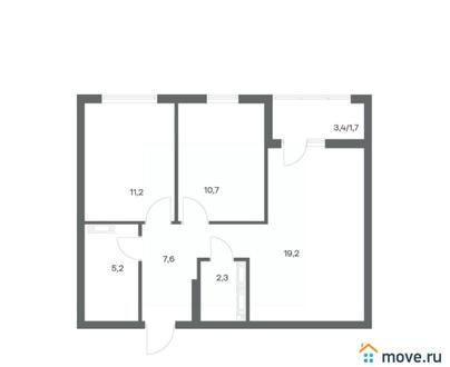 2-комн. квартира, 57.9 м&sup2;