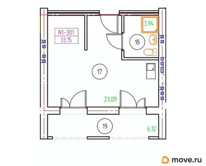 1-комн. апартаменты, 33.15 м&sup2;