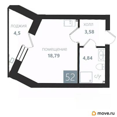 1-комн. апартаменты, 31.71 м&sup2;