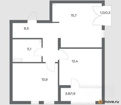 2-комн. квартира, 57.8 м&sup2;