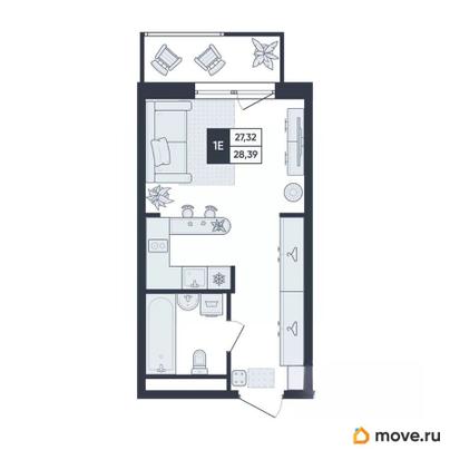 студия, 28.4 м&sup2;