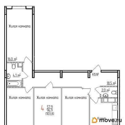 4-комн. квартира, 103.8 м&sup2;