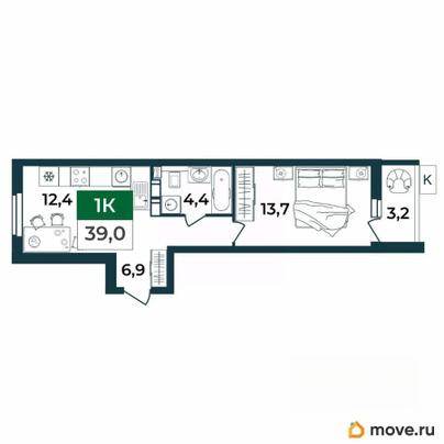 1-комн. квартира, 39 м&sup2;