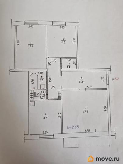 3-комн. квартира, 64.3 м&sup2;