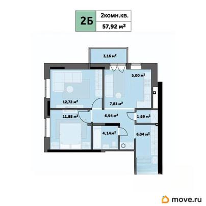 2-комн. квартира, 60.2 м&sup2;