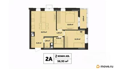 2-комн. квартира, 59.1 м&sup2;