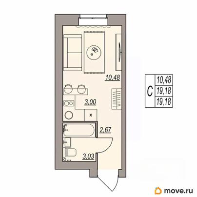 студия, 19.18 м&sup2;