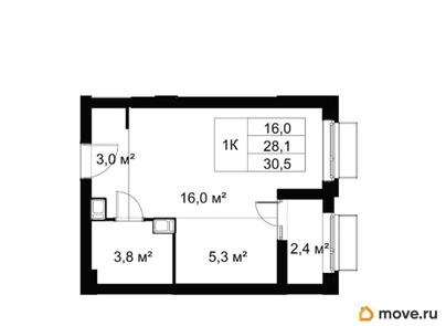 студия, 30.5 м&sup2;