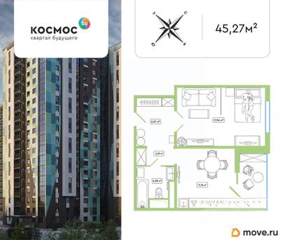 1-комн. квартира, 43 м&sup2;