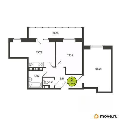 2-комн. квартира, 67.5 м&sup2;