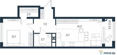 студия, 50 м&sup2;