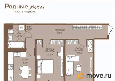 2-комн. квартира, 52.2 м&sup2;