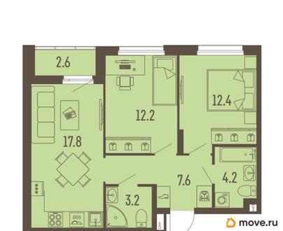 3-комн. квартира, 58.7 м&sup2;