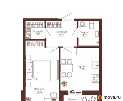 1-комн. квартира, 38.56 м&sup2;