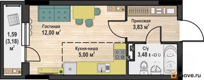 студия, 25.9 м&sup2;