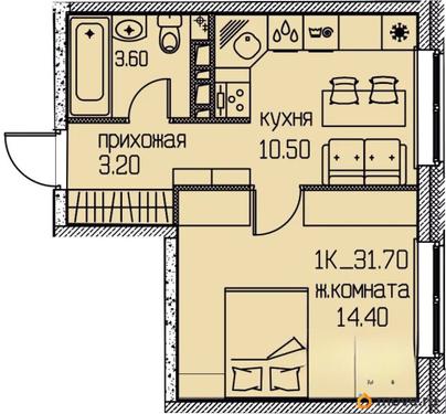 студия, 31.7 м&sup2;