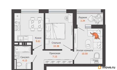 2-комн. квартира, 44 м&sup2;