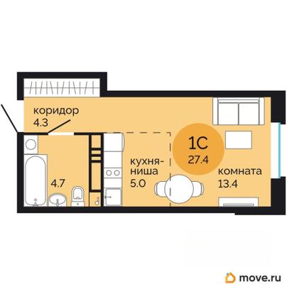 студия, 27.4 м&sup2;
