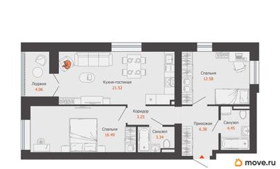 2-комн. квартира, 70 м&sup2;