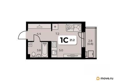 студия, 21.2 м&sup2;