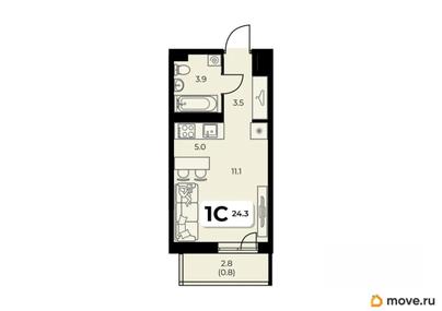 студия, 24.3 м&sup2;
