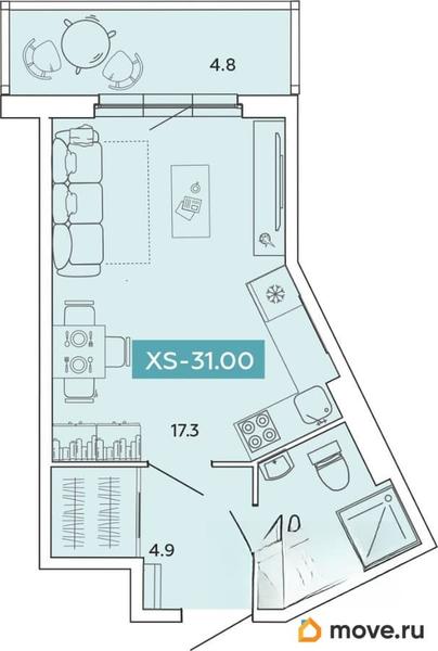 студия, 31 м&sup2;