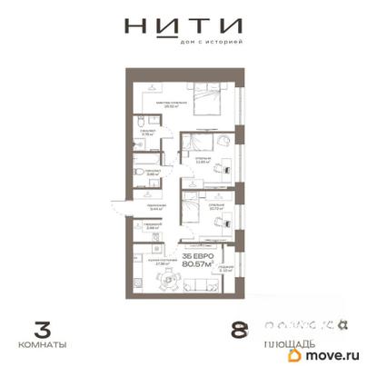 3-комн. квартира, 80.57 м&sup2;