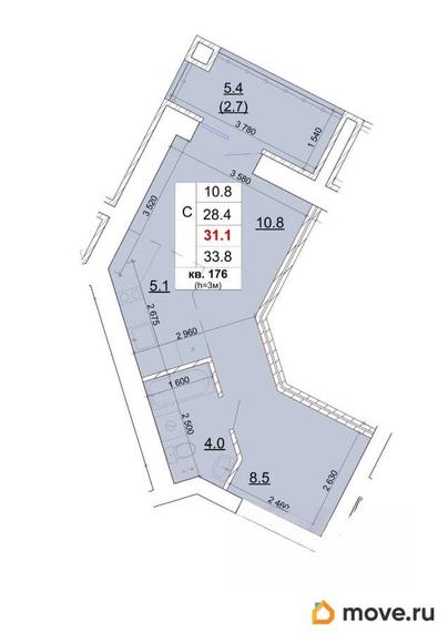 студия, 31.1 м&sup2;