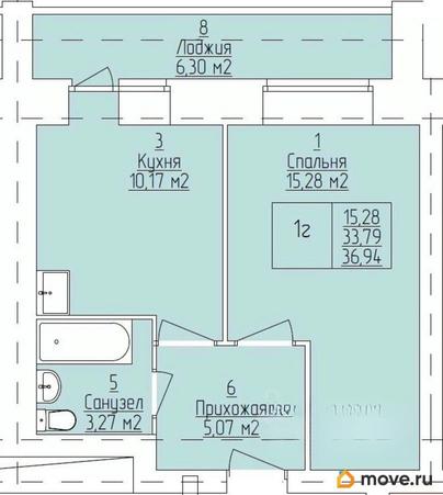 1-комн. квартира, 36.94 м&sup2;