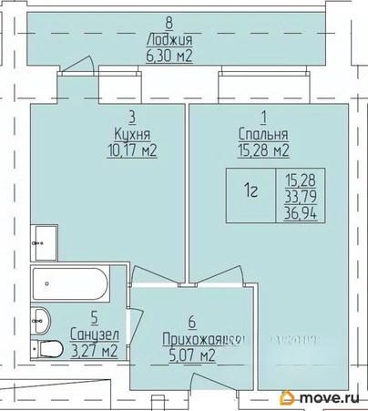 1-комн. квартира, 36.94 м&sup2;