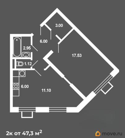 2-комн. квартира, 56.7 м&sup2;