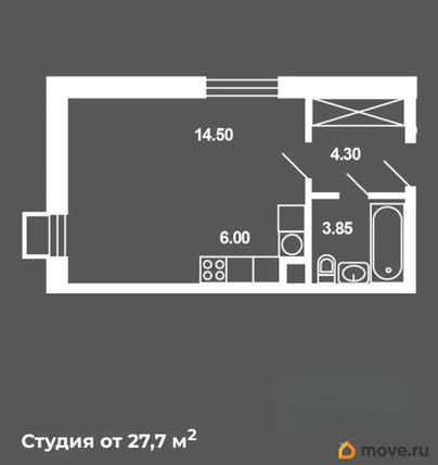 1-комн. квартира, 27.9 м&sup2;