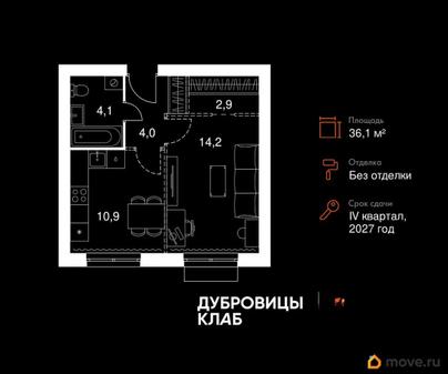 1-комн. квартира, 36.1 м&sup2;