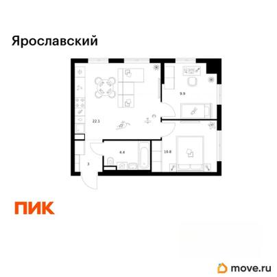2-комн. квартира, 50.2 м&sup2;