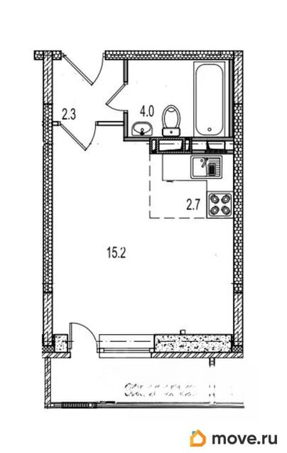 1-комн. квартира, 28.2 м&sup2;