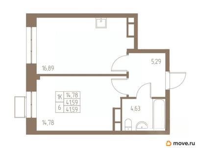 1-комн. квартира, 41.59 м&sup2;