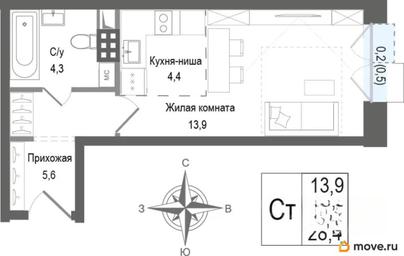 студия, 28.2 м&sup2;