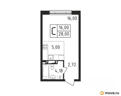 студия, 28 м&sup2;