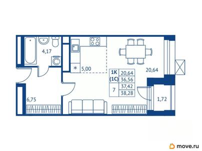 студия, 36.56 м&sup2;