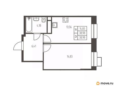 1-комн. квартира, 39 м&sup2;