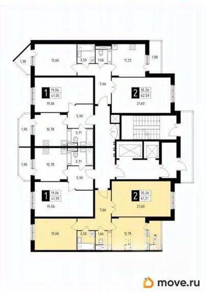 2-комн. квартира, 61.21 м&sup2;