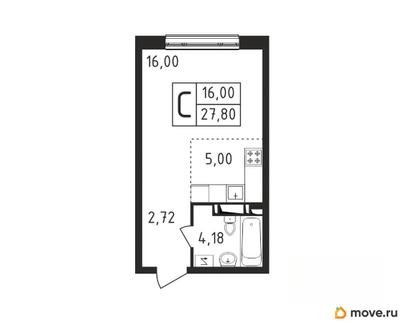 студия, 27.8 м&sup2;