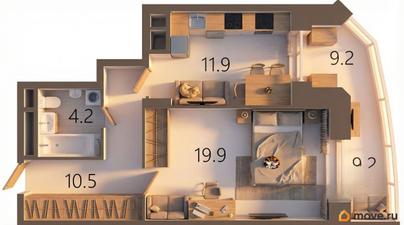1-комн. квартира, 49.3 м&sup2;